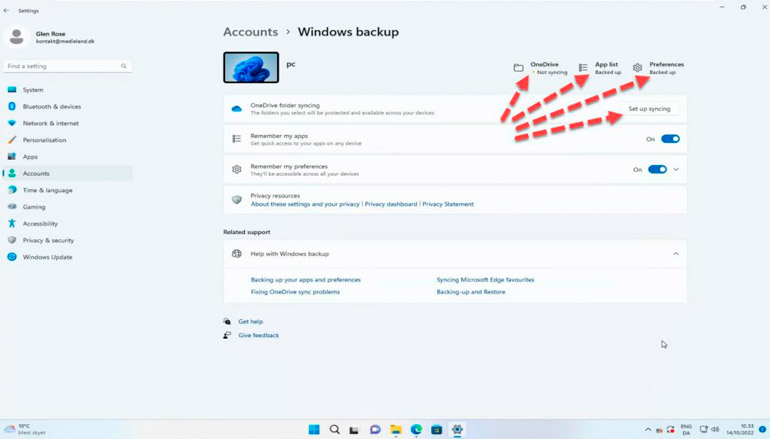 Mine Windows 11 tips til backup